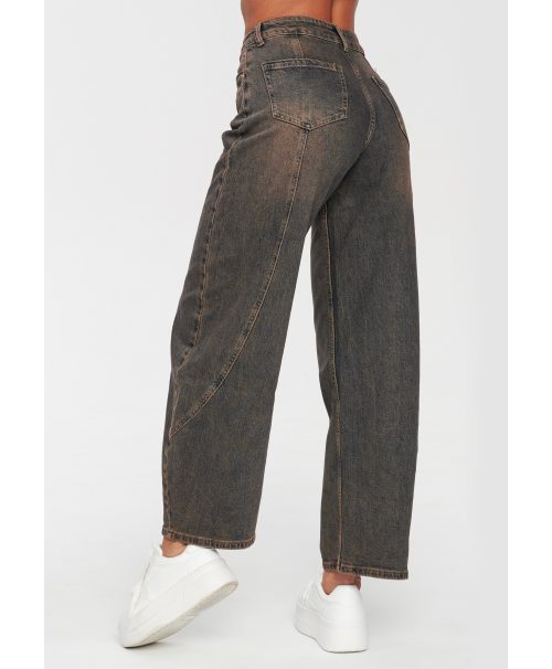 Jeansy damskie wide leg – modne spodnie z wysokim stanem retro jeans C78