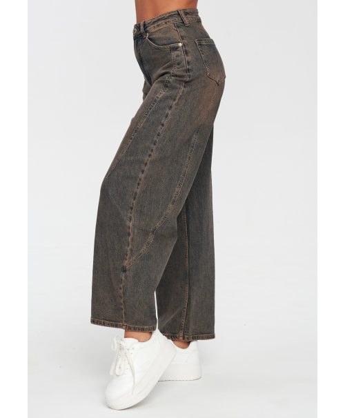Jeansy damskie wide leg – modne spodnie z wysokim stanem retro jeans C78